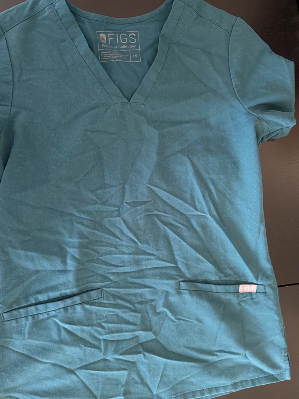Figs Women's Teal V-Neck Short Sleeve Scrub Top